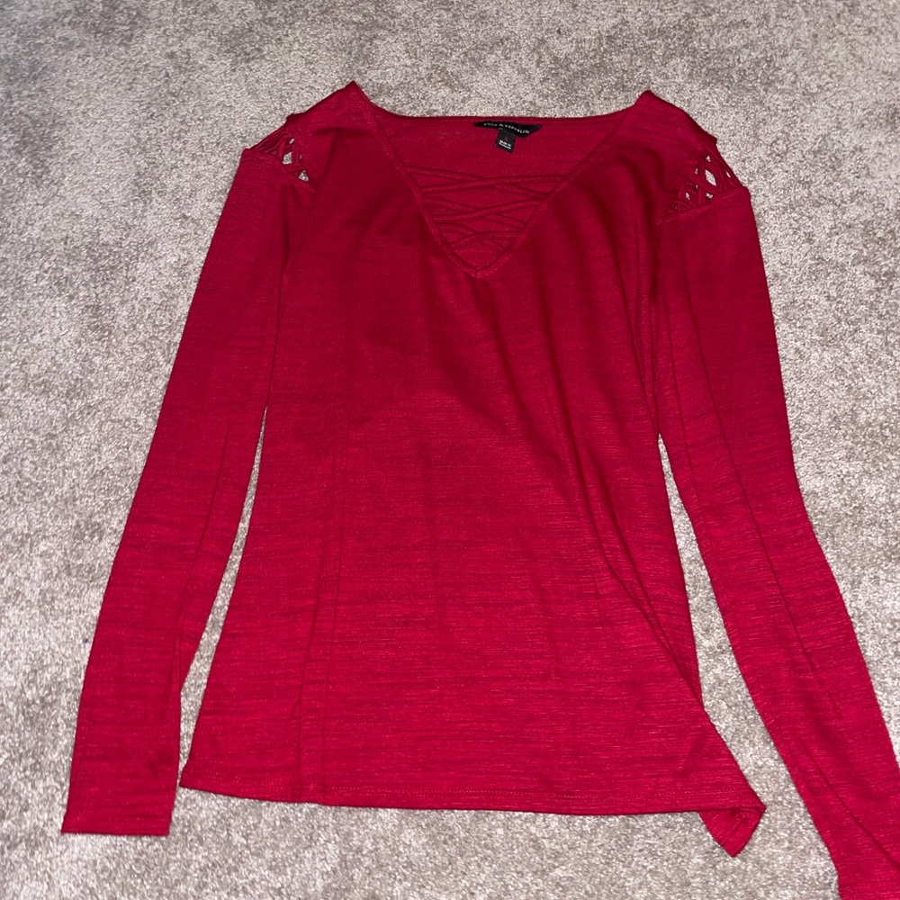 Women's Red Long Sleeve Top